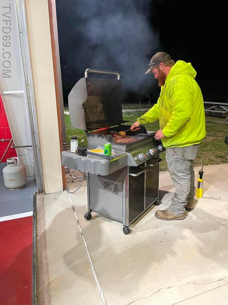 Chief Engineer Weiler behind the grill